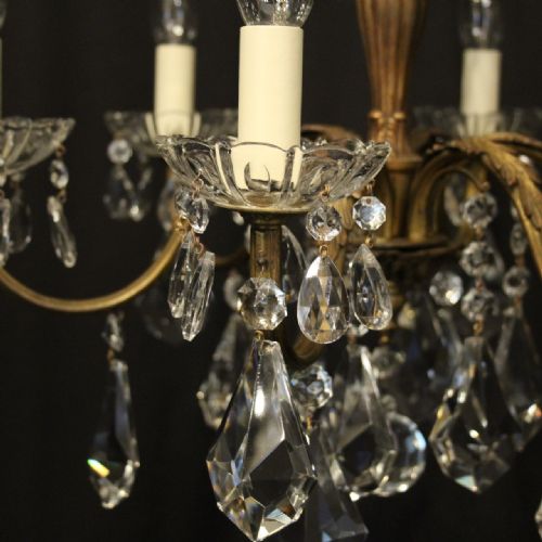 FRENCH GILDED 6 LIGHT ANTIQUE CHANDELIER - ADDITIONAL PHOTO 3