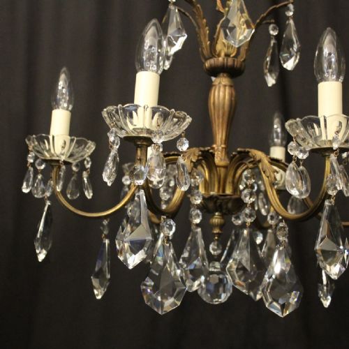 FRENCH GILDED 6 LIGHT ANTIQUE CHANDELIER - ADDITIONAL PHOTO 4