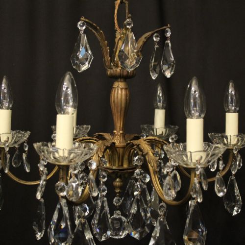 FRENCH GILDED 6 LIGHT ANTIQUE CHANDELIER - ADDITIONAL PHOTO 5