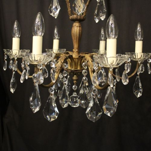 FRENCH GILDED 6 LIGHT ANTIQUE CHANDELIER - ADDITIONAL PHOTO 6