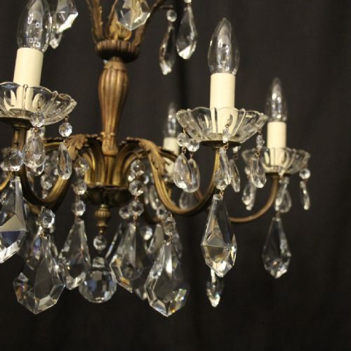 FRENCH GILDED 6 LIGHT ANTIQUE CHANDELIER - ADDITIONAL PHOTO 7