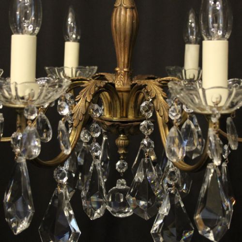 FRENCH GILDED 6 LIGHT ANTIQUE CHANDELIER - ADDITIONAL PHOTO 8