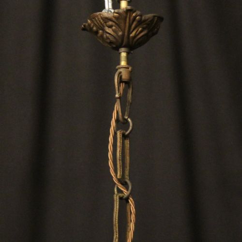FRENCH GILDED 6 LIGHT ANTIQUE CHANDELIER - ADDITIONAL PHOTO 9
