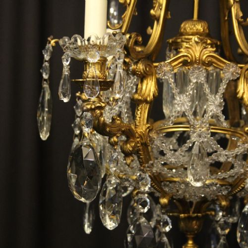 FRENCH GILDED BRONZE 4 LIGHT ANTIQUE CHANDELIER - ADDITIONAL PHOTO 5