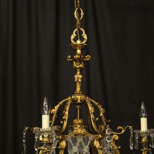FRENCH GILDED BRONZE 4 LIGHT ANTIQUE CHANDELIER - ADDITIONAL PHOTO 7
