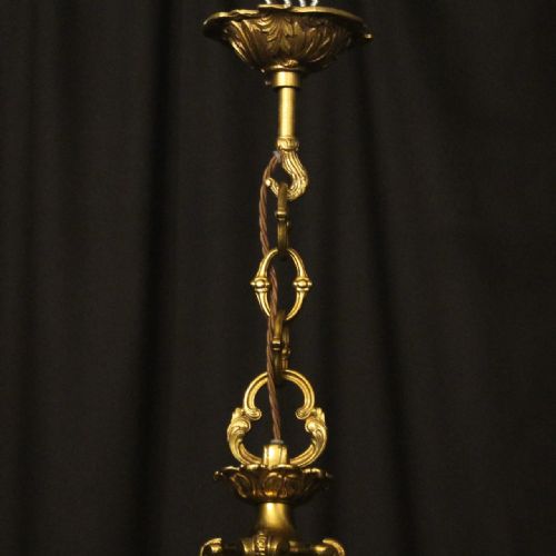 FRENCH GILDED BRONZE 4 LIGHT ANTIQUE CHANDELIER - ADDITIONAL PHOTO 9
