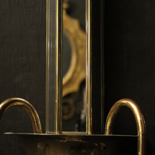 ENGLISH SET OF 4 ART DECO BRASS TWIN ARM ANTIQUE WALL LIGHTS - ADDITIONAL PHOTO 3