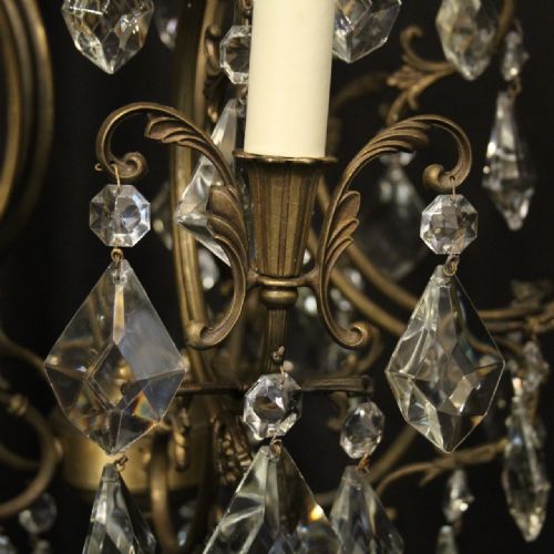 ITALIAN GILDED 5 LIGHT ANTIQUE CHANDELIER - ADDITIONAL PHOTO 3