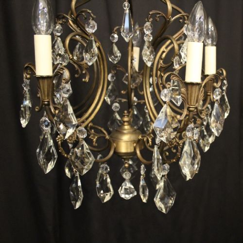 ITALIAN GILDED 5 LIGHT ANTIQUE CHANDELIER - ADDITIONAL PHOTO 4