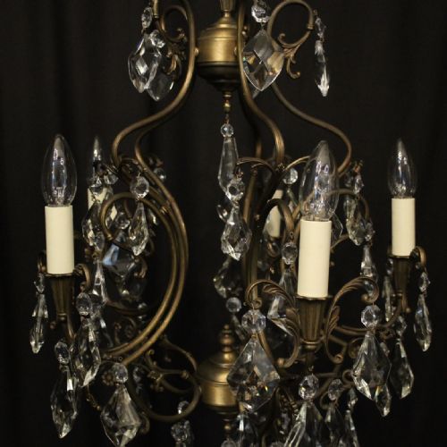 ITALIAN GILDED 5 LIGHT ANTIQUE CHANDELIER - ADDITIONAL PHOTO 6
