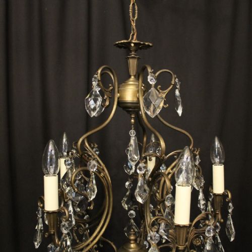 ITALIAN GILDED 5 LIGHT ANTIQUE CHANDELIER - ADDITIONAL PHOTO 7