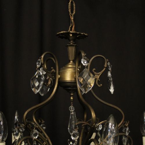 ITALIAN GILDED 5 LIGHT ANTIQUE CHANDELIER - ADDITIONAL PHOTO 8