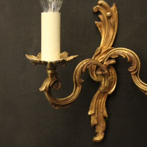 FRENCH PAIR OF GILDED TWIN ARM WALL LIGHTS - ADDITIONAL PHOTO 7