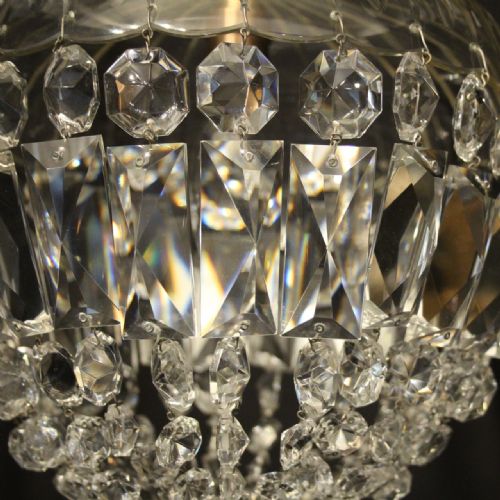 ENGLISH PAIR OF ANTIQUE CRYSTAL BAG CHANDELIERS - ADDITIONAL PHOTO 4