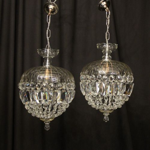 ENGLISH PAIR OF ANTIQUE CRYSTAL BAG CHANDELIERS - ADDITIONAL PHOTO 8