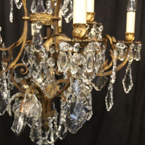 FRENCH GILDED BRONZE BIRDCAGE CRYSTAL CHANDELIER - ADDITIONAL PHOTO 1