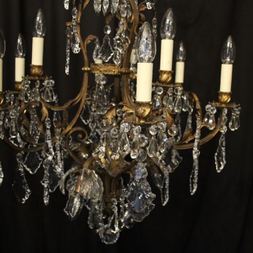 FRENCH GILDED BRONZE BIRDCAGE CRYSTAL CHANDELIER - ADDITIONAL PHOTO 2