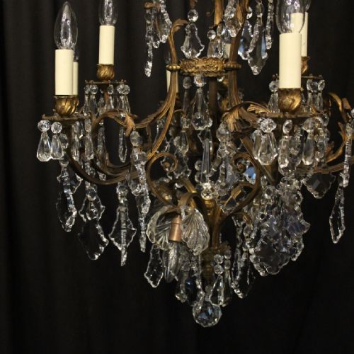 FRENCH GILDED BRONZE BIRDCAGE CRYSTAL CHANDELIER - ADDITIONAL PHOTO 5