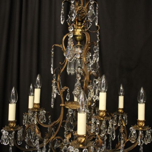 FRENCH GILDED BRONZE BIRDCAGE CRYSTAL CHANDELIER - ADDITIONAL PHOTO 6
