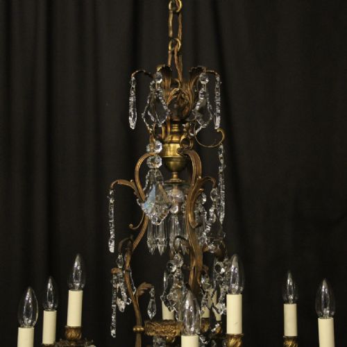 FRENCH GILDED BRONZE BIRDCAGE CRYSTAL CHANDELIER - ADDITIONAL PHOTO 7
