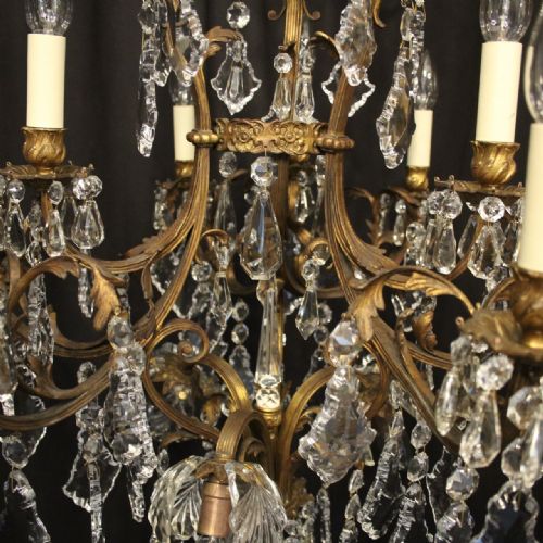 FRENCH GILDED BRONZE BIRDCAGE CRYSTAL CHANDELIER - ADDITIONAL PHOTO 8