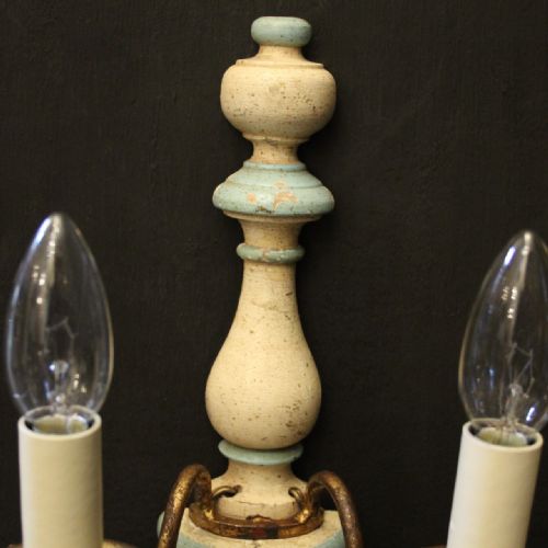 FRENCH PAIR OF TOLEWARE TWIN ARM WALL LIGHTS - ADDITIONAL PHOTO 3