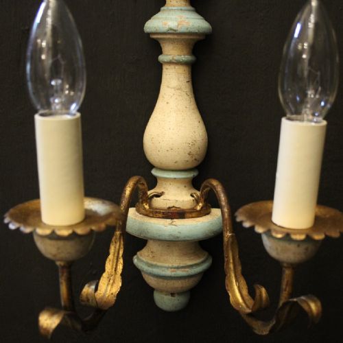 FRENCH PAIR OF TOLEWARE TWIN ARM WALL LIGHTS - ADDITIONAL PHOTO 5
