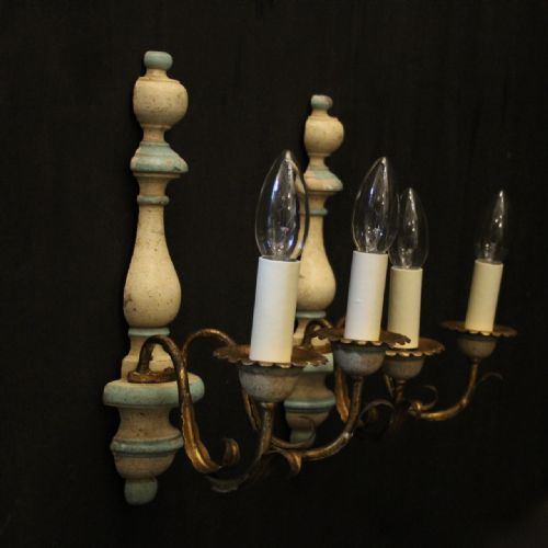 FRENCH PAIR OF TOLEWARE TWIN ARM WALL LIGHTS - ADDITIONAL PHOTO 9