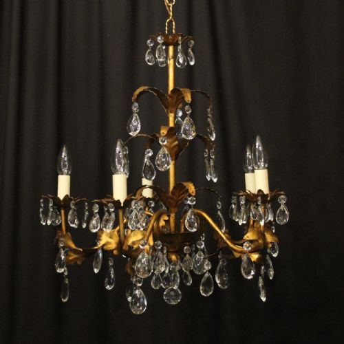 italian florentine 5 light leaf chandelier - CATEGORY: ANTIQUE LIGHTING - DATED 1930