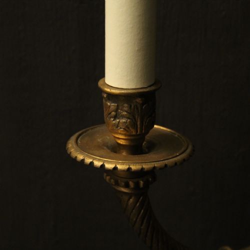 FRENCH PAIR OF GILDED BRONZE ROPE ANTIQUE WALL LIGHTS - ADDITIONAL PHOTO 6