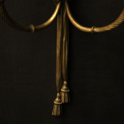FRENCH PAIR OF GILDED BRONZE ROPE ANTIQUE WALL LIGHTS - ADDITIONAL PHOTO 8