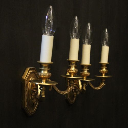 FRENCH PAIR OF GILDED BRONZE RAM HEADED WALL LIGHTS - ADDITIONAL PHOTO 9