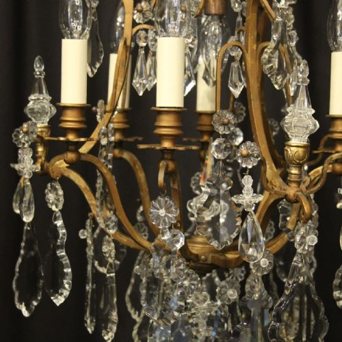 FRENCH GILDED CRYSTAL 7 LIGHT ANTIQUE CHANDELIER - ADDITIONAL PHOTO 1