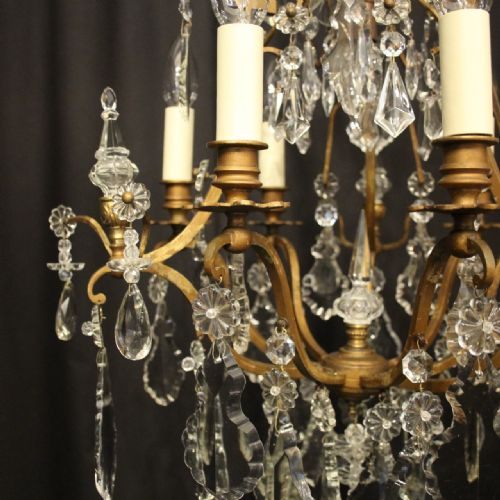 FRENCH GILDED CRYSTAL 7 LIGHT ANTIQUE CHANDELIER - ADDITIONAL PHOTO 2