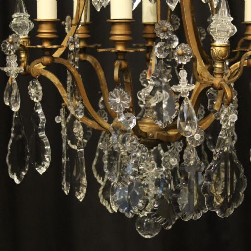 FRENCH GILDED CRYSTAL 7 LIGHT ANTIQUE CHANDELIER - ADDITIONAL PHOTO 3