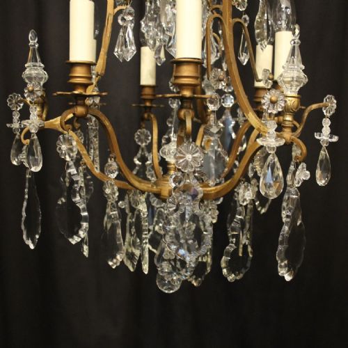 FRENCH GILDED CRYSTAL 7 LIGHT ANTIQUE CHANDELIER - ADDITIONAL PHOTO 4