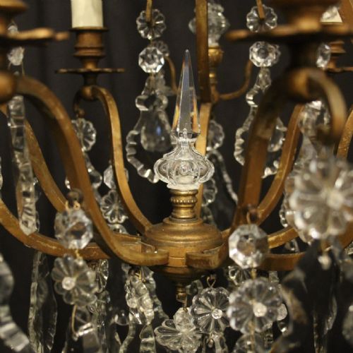 FRENCH GILDED CRYSTAL 7 LIGHT ANTIQUE CHANDELIER - ADDITIONAL PHOTO 5