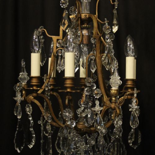 FRENCH GILDED CRYSTAL 7 LIGHT ANTIQUE CHANDELIER - ADDITIONAL PHOTO 6