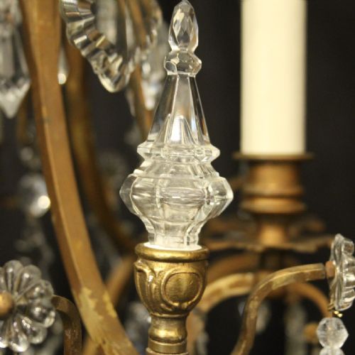 FRENCH GILDED CRYSTAL 7 LIGHT ANTIQUE CHANDELIER - ADDITIONAL PHOTO 7