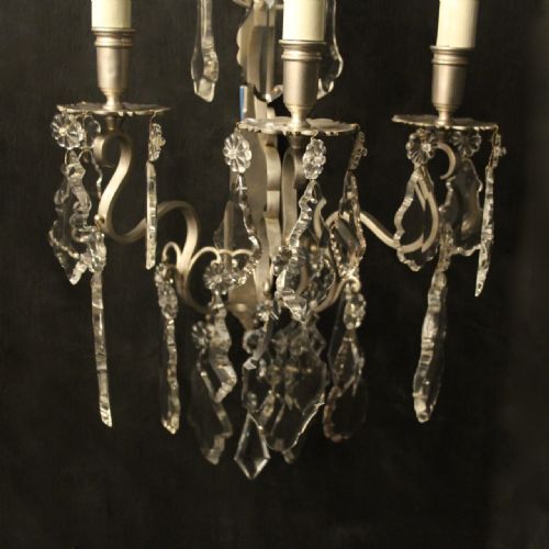 FRENCH PAIR OF SILVER GILDED BRONZE WALL SCONCES - ADDITIONAL PHOTO 4