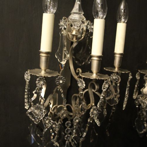 FRENCH PAIR OF SILVER GILDED BRONZE WALL SCONCES - ADDITIONAL PHOTO 6