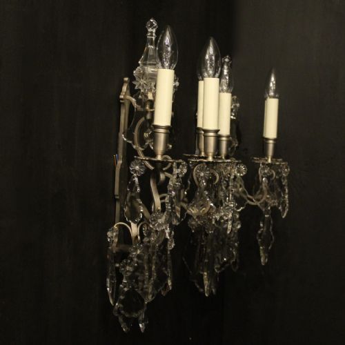 FRENCH PAIR OF SILVER GILDED BRONZE WALL SCONCES - ADDITIONAL PHOTO 9
