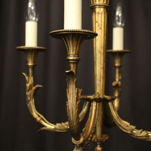 FRENCH GILDED BRONZE 4 LIGHT ANTIQUE CHANDELIER - ADDITIONAL PHOTO 1