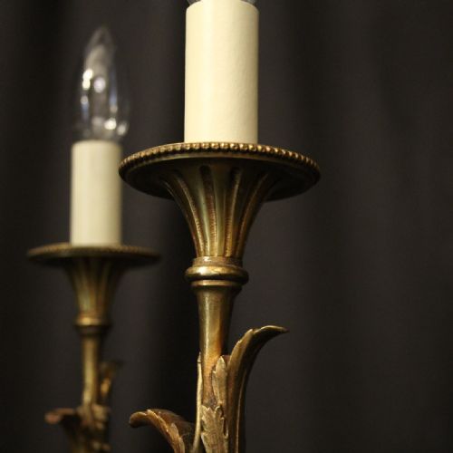 FRENCH GILDED BRONZE 4 LIGHT ANTIQUE CHANDELIER - ADDITIONAL PHOTO 3