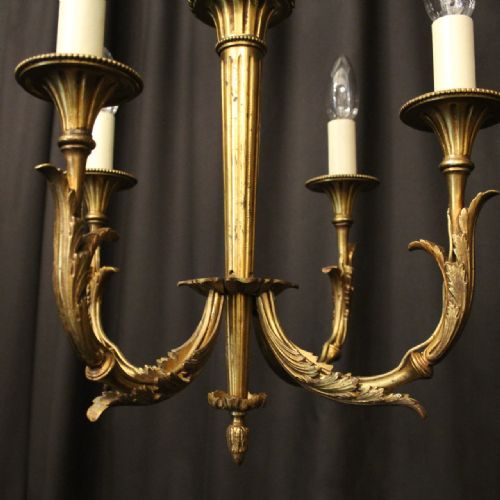 FRENCH GILDED BRONZE 4 LIGHT ANTIQUE CHANDELIER - ADDITIONAL PHOTO 4
