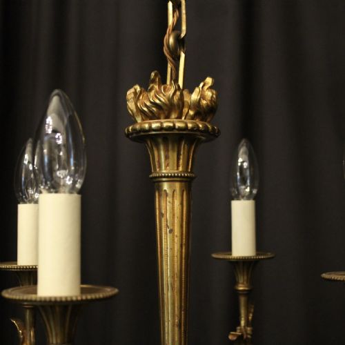 FRENCH GILDED BRONZE 4 LIGHT ANTIQUE CHANDELIER - ADDITIONAL PHOTO 5