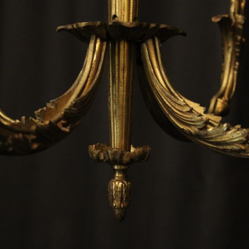 FRENCH GILDED BRONZE 4 LIGHT ANTIQUE CHANDELIER - ADDITIONAL PHOTO 7