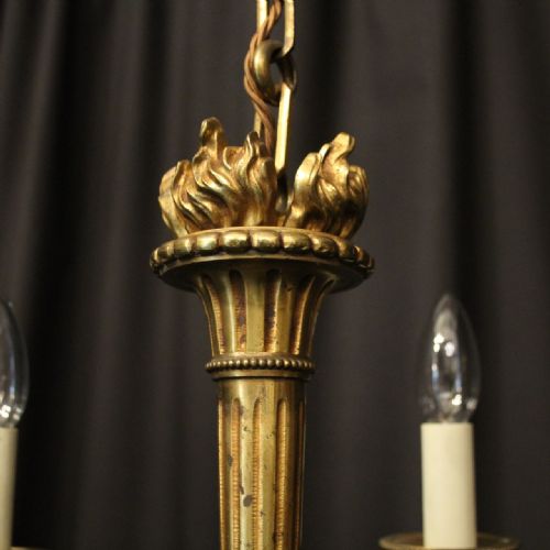 FRENCH GILDED BRONZE 4 LIGHT ANTIQUE CHANDELIER - ADDITIONAL PHOTO 8