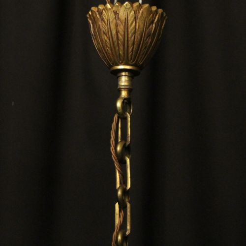 FRENCH GILDED BRONZE 4 LIGHT ANTIQUE CHANDELIER - ADDITIONAL PHOTO 9