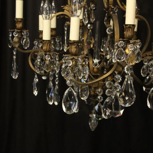 FRENCH GILDED BRONZE CRYSTAL 12 LIGHT ANTIQUE CHANDELIER - ADDITIONAL PHOTO 3